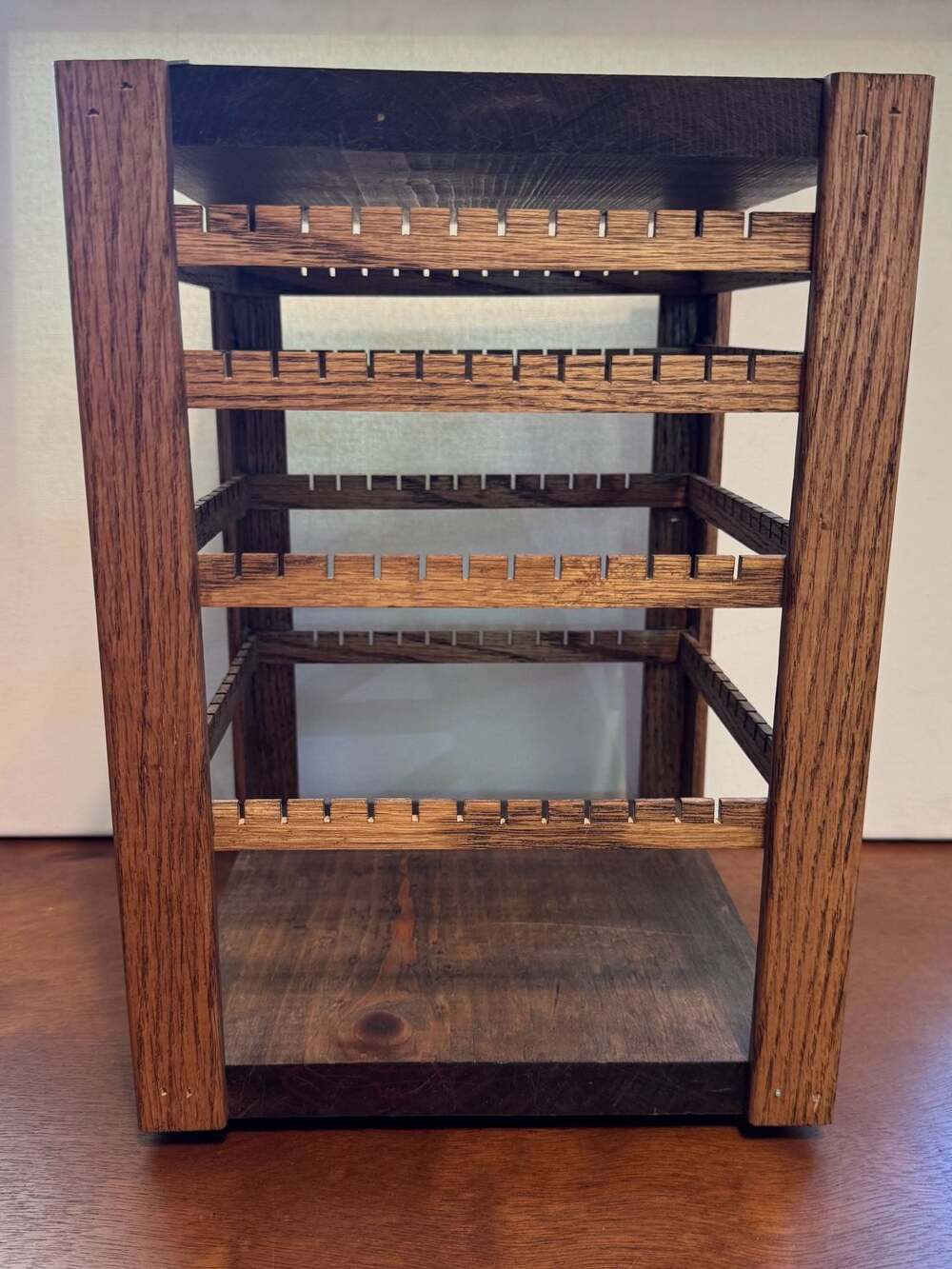 Wood, 4-tier Rotating Earring Stand, Jewelry Organizer, Rustic Wooden Display, H